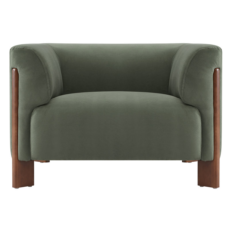 Wanetta Upholstered Armchair, Soren Olivine Performance Velvet