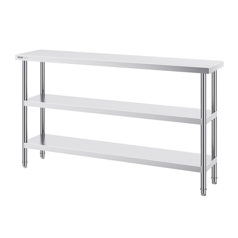 Table de préparation des aliments en acier inoxydable VEVOR, table de travail de cuisine commerciale