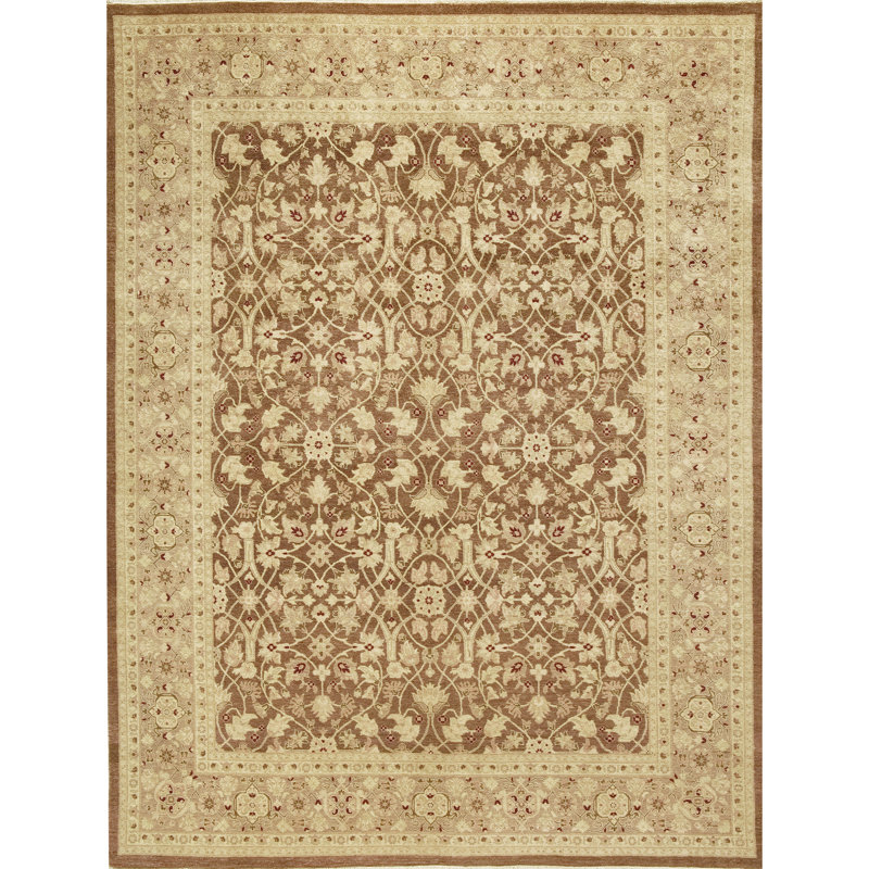 Wool Oriental Area Rug in Chocolate/Fawn, Rectangle 9' x 12'