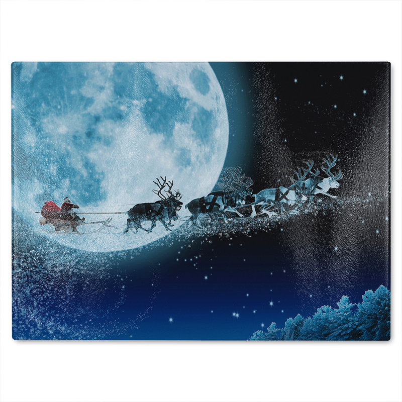 Magic Santa'S Sleigh Dining Glass Chopping Board, 40cm L x 28cm W