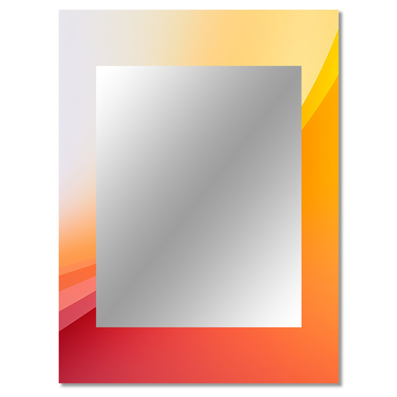 Orange Spectral Slice I - miroir de formes abstraites, miroir mural orange unique, impression d'art en métal, 40 po x 30 po