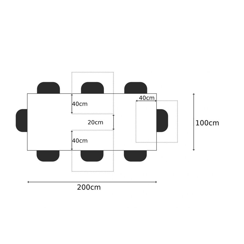Dining Table, Oak, H76 x L200 x W100cm