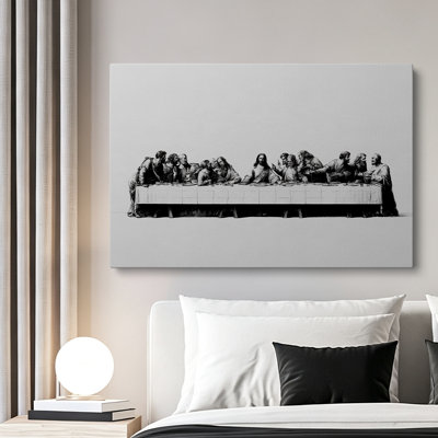 Black and White Last Supper Canvas Wall Art 12×8 inch - Dining Room