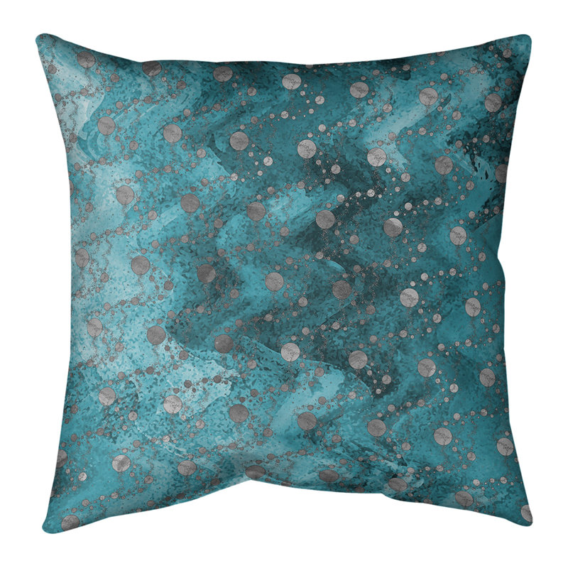 Housse et insert de coussin carré Katelyn Elizabeth Planets Stars, H 14 po x l 14 po, Bleu sarcelle, Pas de bourre