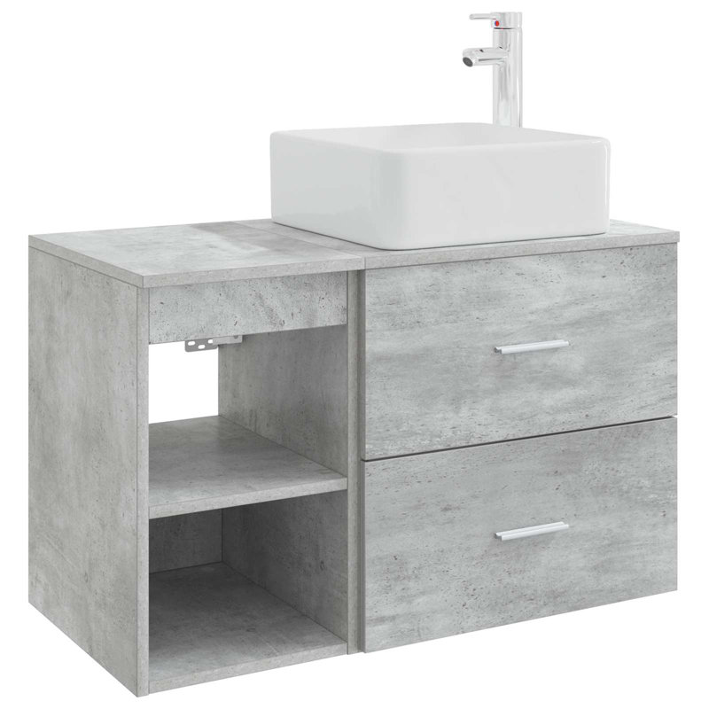 Vanity & Mirror Set, Concrete Grey