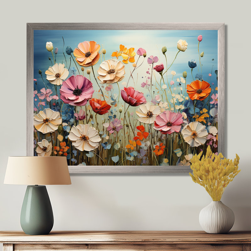 Fleurs abstraites de fleurs sauvages dansantes - art mural de fleurs sauvages pour le salon, H 12 po x l 20 po x P 1 po