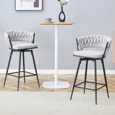Tabourets de bar pivotants avec coussins moelleux en coton et lin respirants, cadres en métal sans rouille
