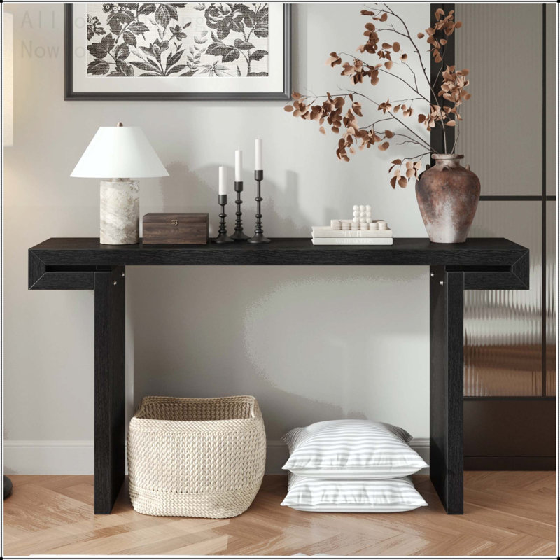 Console rustique avec finition en bois vieilli, Noir