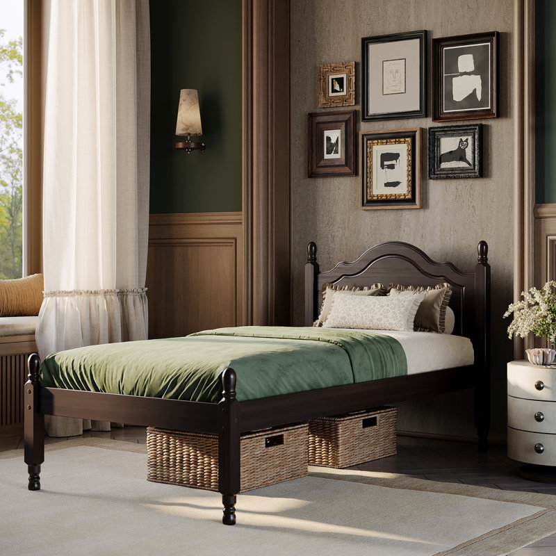Kielin 100% Solid Wood Reston Bed Twin, Twin, Espresso
