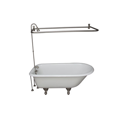 54 " L x 30 " W Freestanding and Mounting / Installation Required Soaking Cast Iron Bathtub with Faucet