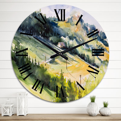 Cottage House On A Hill - Country wall clock