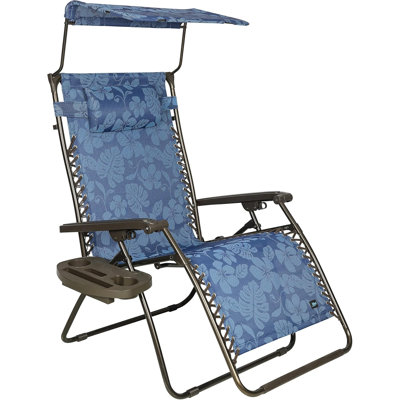 Bliss Hammocks 33" Wide XXL Zero Gravity Outdoor Lounge Chair w/ Canopy, Blue