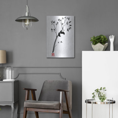"Panda dans l'arbre" par Pechane sur métal