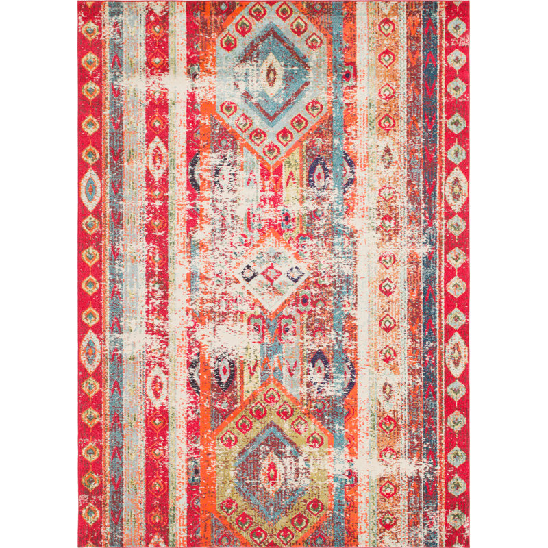Newburyport Southwestern Area Rug, Rectangle 5'1" x 8', Red