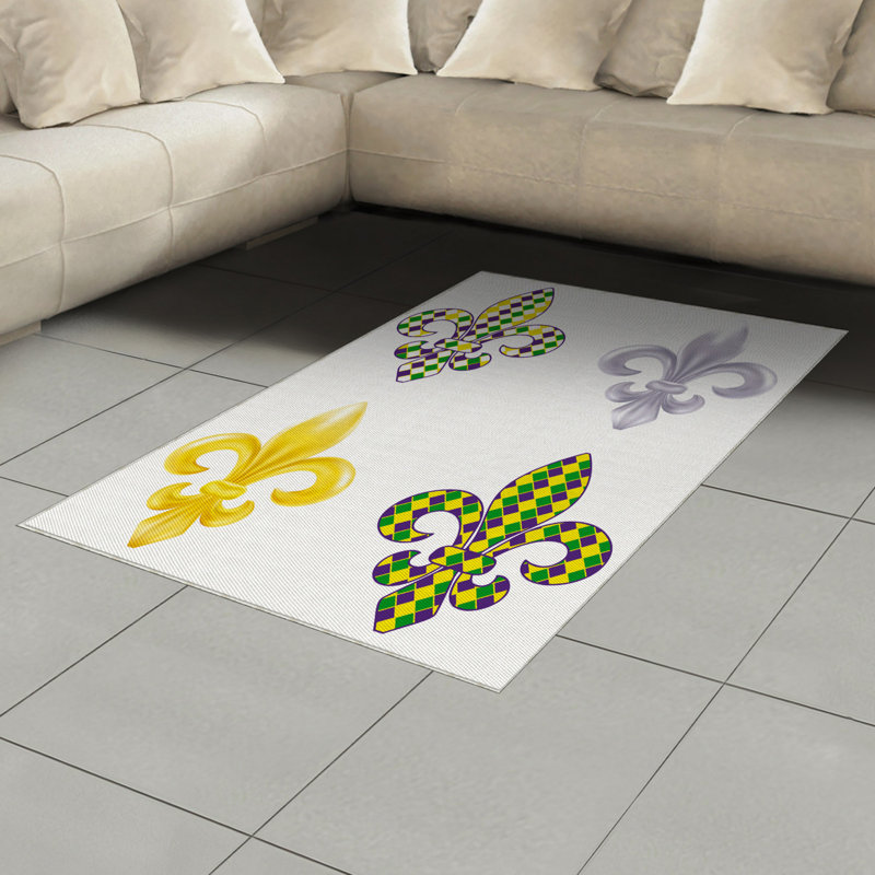 Mardi Gras High Density Long Fiber Poly Threads Decorative Area Rug Carpet, Rectangle 4' x 5'8"