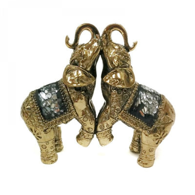 Figurine attachée 2 éléphants avec pieds et troncs