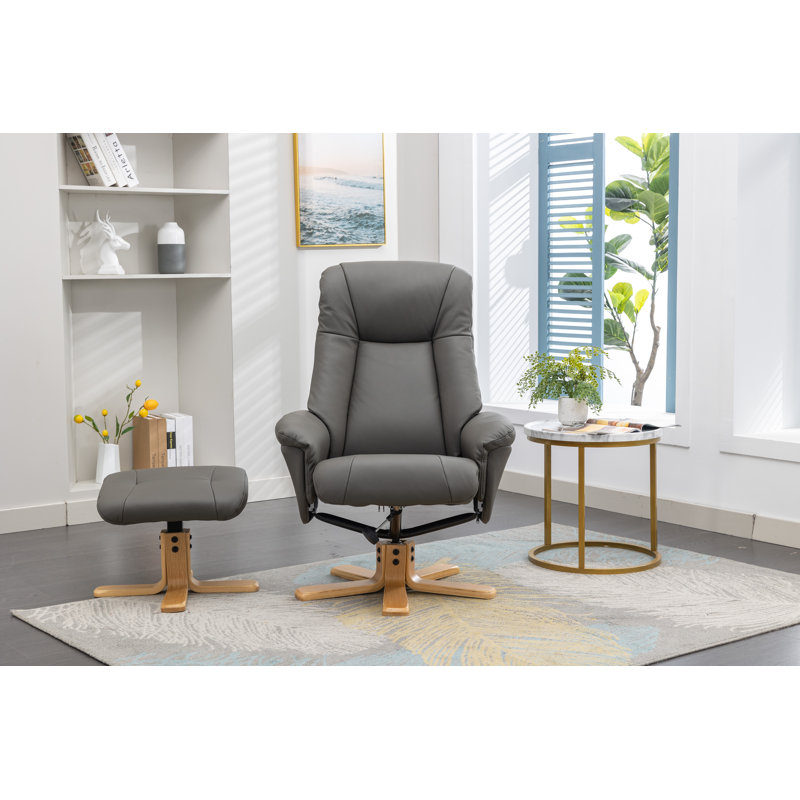 Asawer 76cm Wide Swivel Standard Recliner, Grey