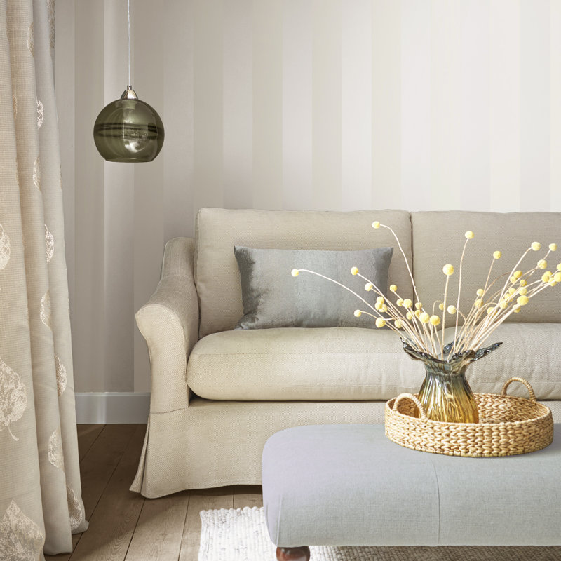 Laura Ashley Lille Pearlescent Stripe Wallpaper, White