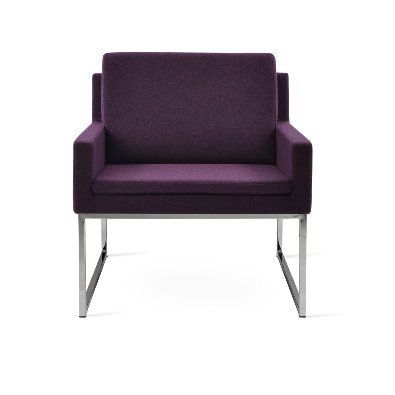 Fauteuil Nova en métal et laine, Marron foncé