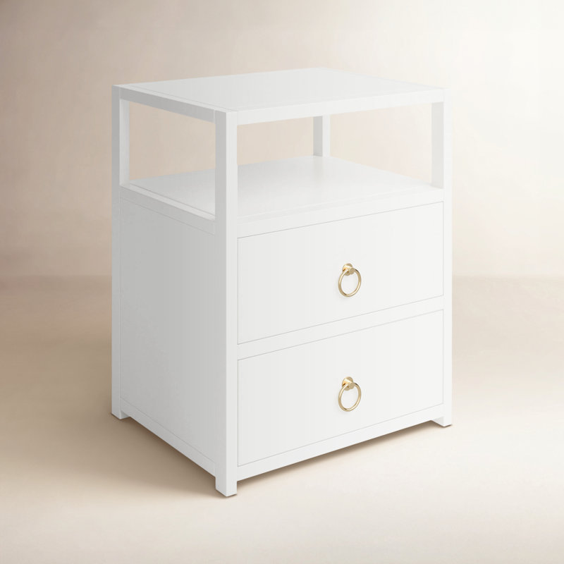 Table de chevet 2 tiroirs Elin, Blanc