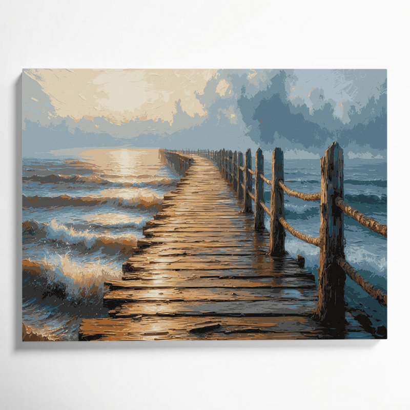 Art mural sur toile, "Nautical Boardwalks" beige, H 11 po x l 14 po
