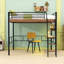 Lit mezzanine double avec éclairage à DEL intégré, bureau et tablettes