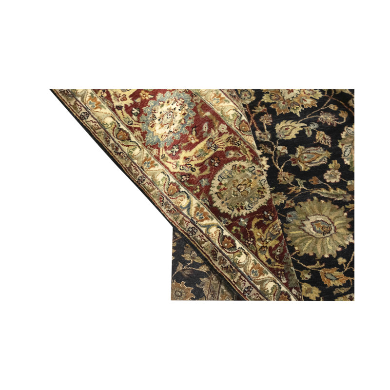 Tapis noir et rouge de haute qualité noué à la main