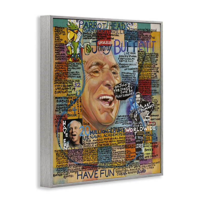 Jimmy Buffet Collage, estampe numérique encadrée par Sabin, Estampe numérique Farmhouse, H 30 po x l 24 po