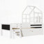 Lit maison avec échelle et tiroirs de rangement