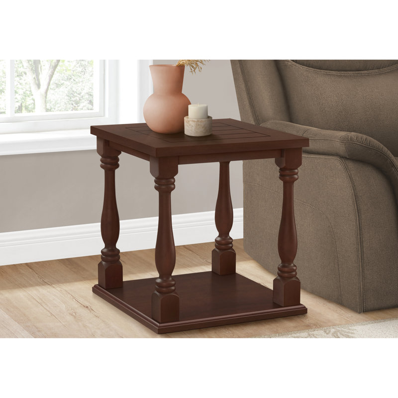 Table de chevet carrée en placage brun, 2 niveaux, table d'appoint pour la chambre à coucher, table de chevet en placage, finition de couleur