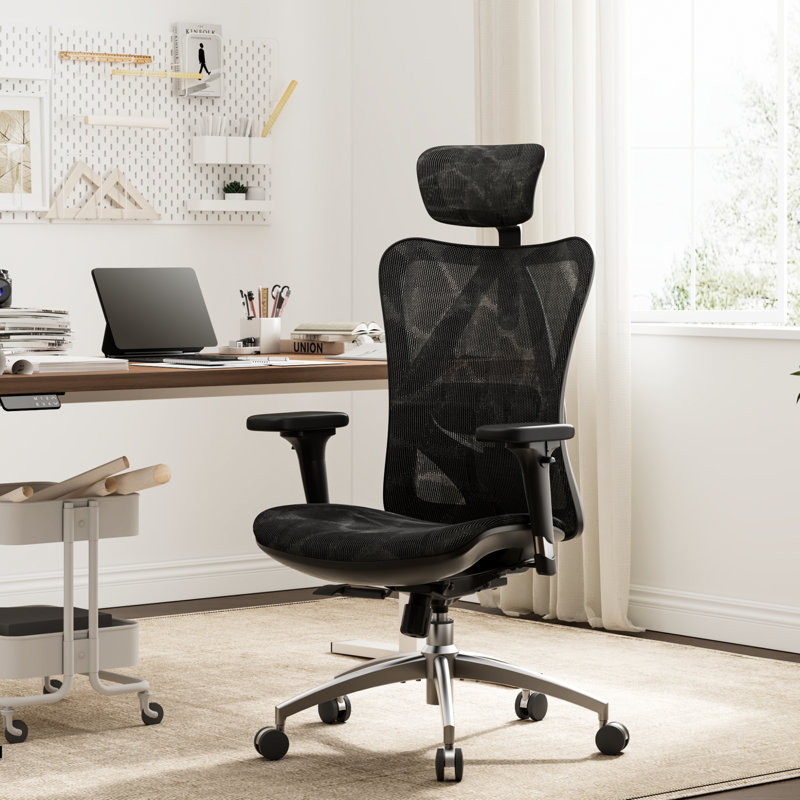 High Back Ergonomic Mesh Task Chair Big and Tall Reclining Comfy Home Office Chair for 300lbs, Black