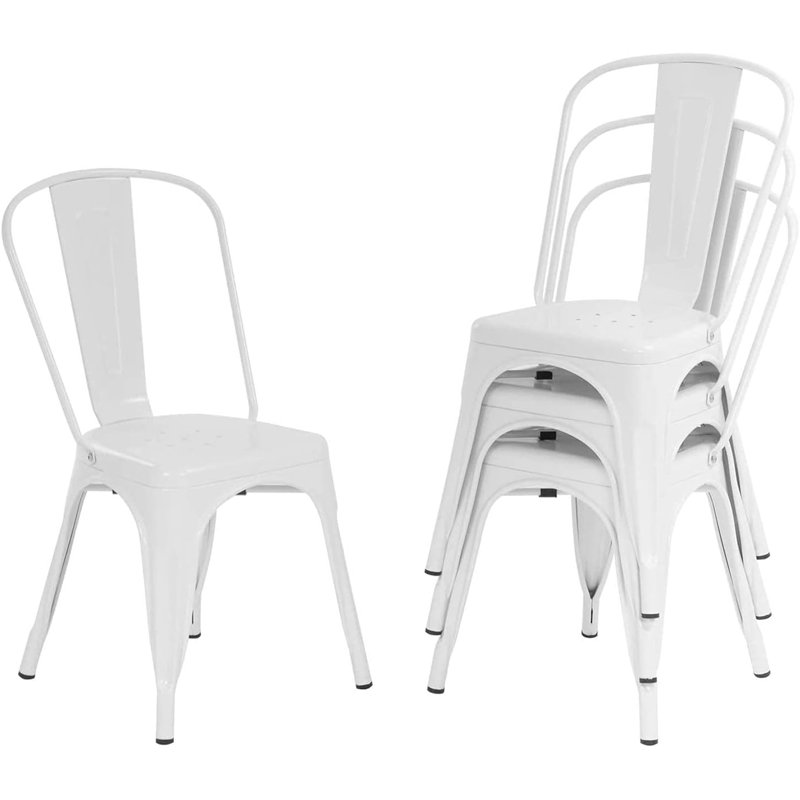 Topps 18'' H Tufted Stacking Side Chair, White