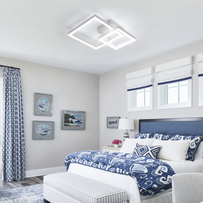 White Modern Dimmable Square LED Flush Ceiling Light With Remote