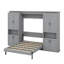Lit escamotable double avec deux unités de rangement coulissantes, lit escamotable, deux tablettes latérales à 6 niveaux-1099585288