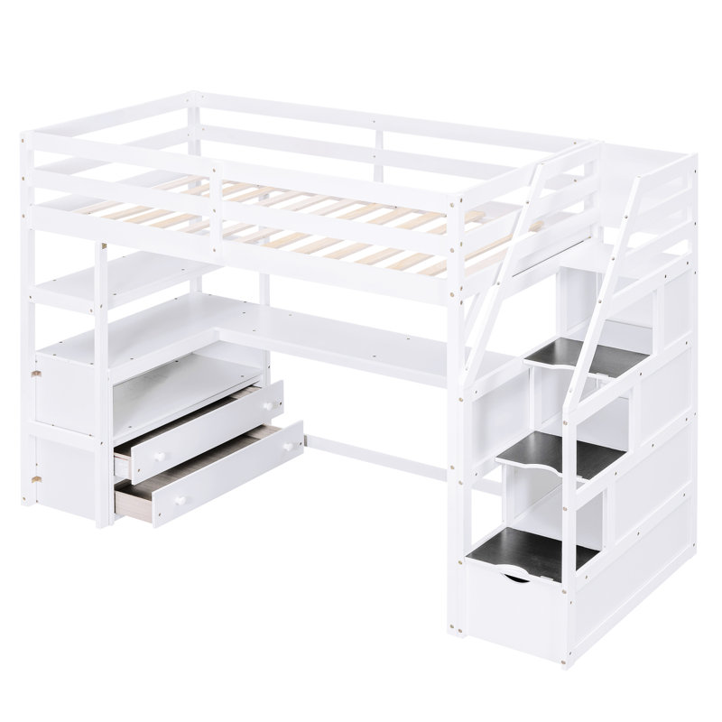 Lit mezzanine Jamariea, Double, Blanc