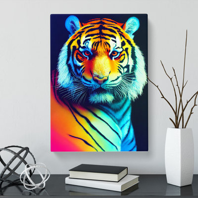 Tiger Vaporwave - Wrapped Canvas