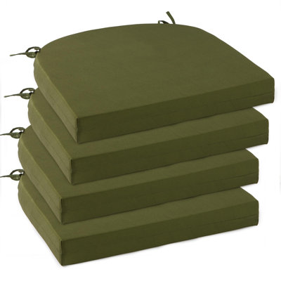 Outdoor Cushions For Patio Furniture Set Of 4, 17 X 16 X 3 Inch Waterproof Outdoor Chair Seat Cushions,  D-shape With Non-slip Tie