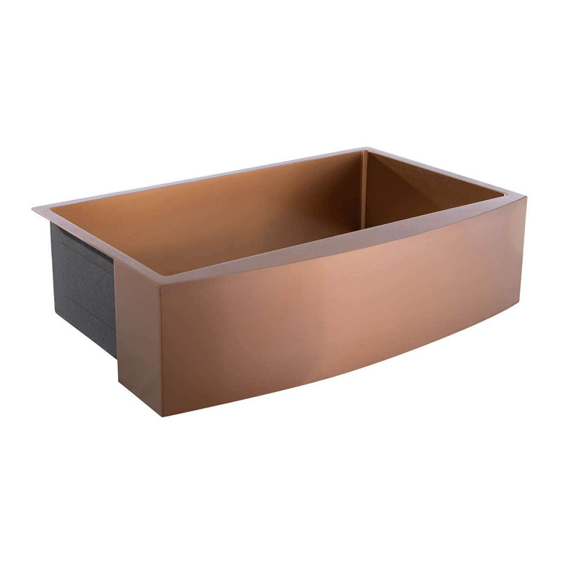 33'' L Single Bowl Stainless Steel Kitchen Sink, Brown