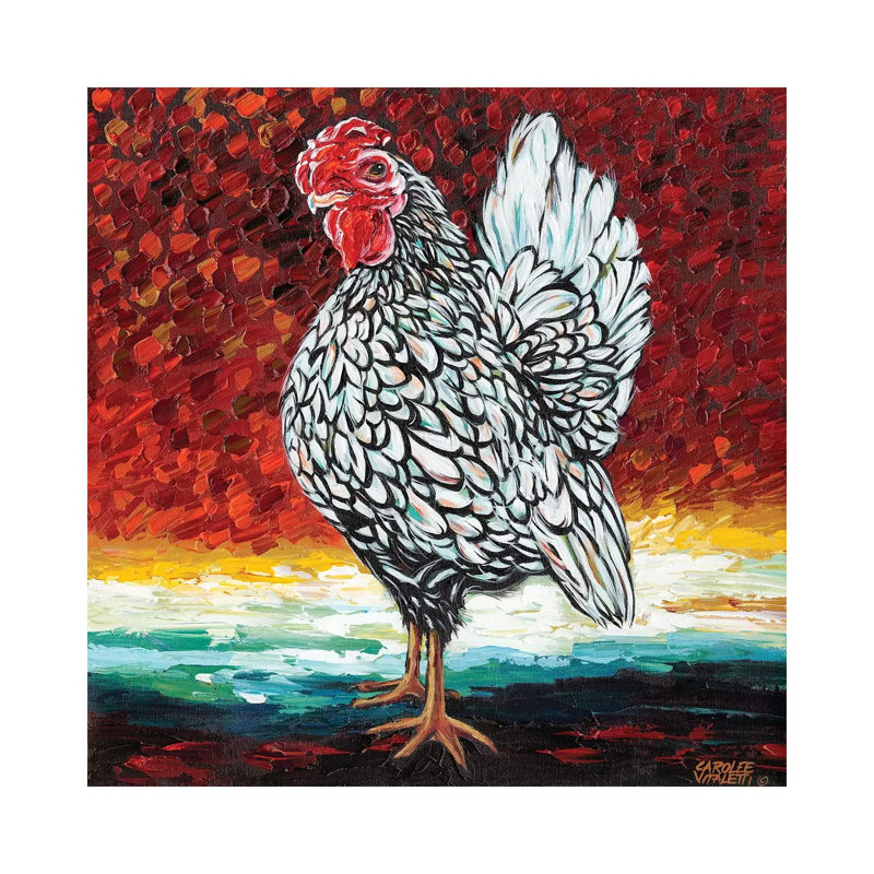 Fancy Chicken II by Carolee Vitaletti - Wrapped Canvas Painting, 30.48 cm H x 30.48 cm W