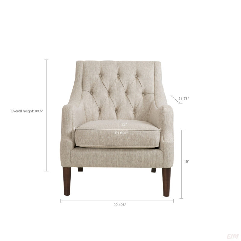Upholstery Button-Tufted Accent Chair, Comfy Chair, Light Beige