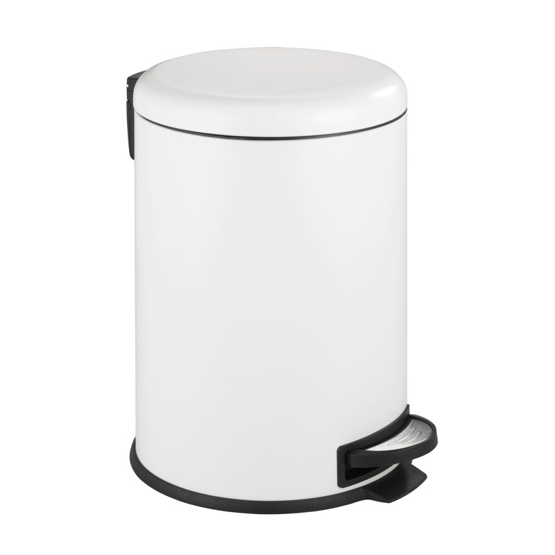 Leman Steel Step On Kitchen Trash Can - 20L, White