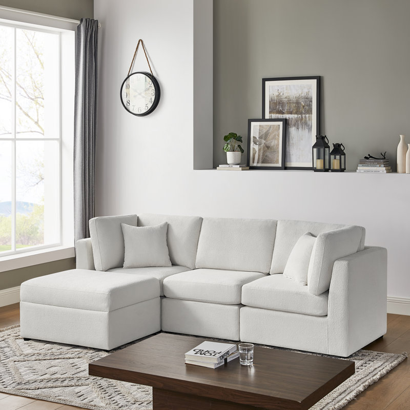 Mchargue Chandler 4-Piece XL Chofa, Ivory Polyester