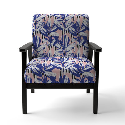 Chaise avec accoudoirs en velours rose et bleu