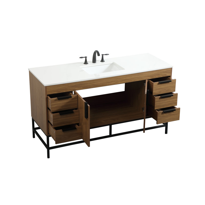 Ensemble de meuble-lavabo simple 60 po Eugene, Noyer brun
