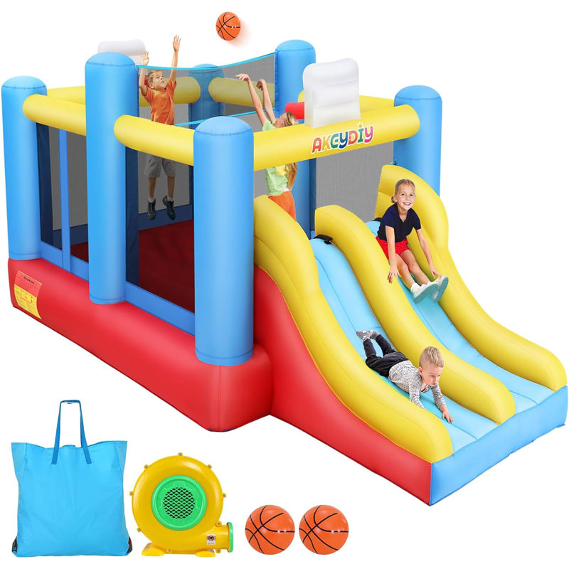 15.1' X 7.9' Inflatable Bounce House Bouncy Castle Theme Park Double Slide