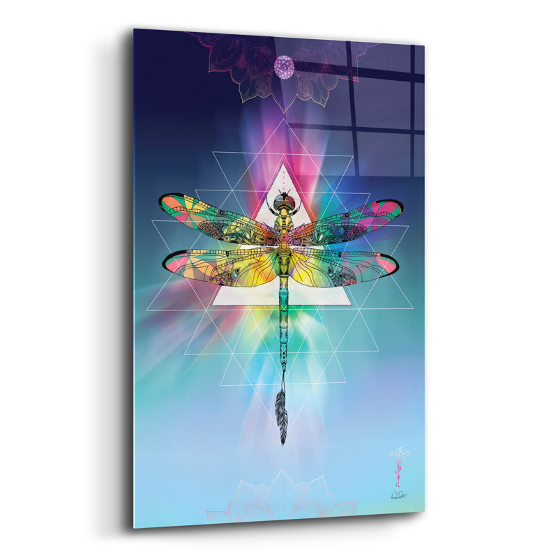 «Cosmic Dragonfly» par Karin Roberts, Ebern Designs, art mural en verre acrylique, 12 po x 16 po