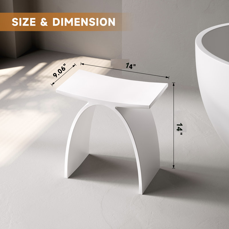KAKUSIGA 14 inch freestanding solid surface arched bathroom stool
