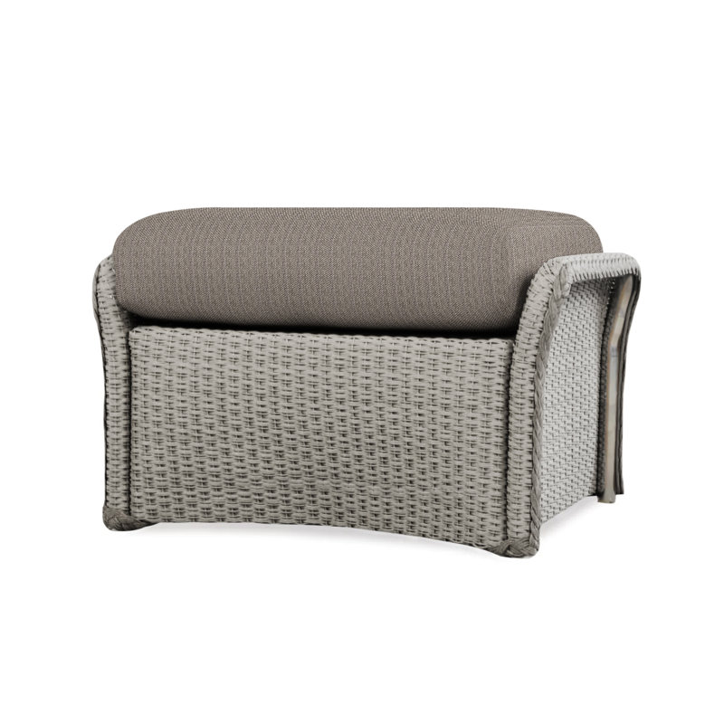 Weekend Retreat Outdoor Ottoman, Flagship Lapis Sunbrella®, Pewter