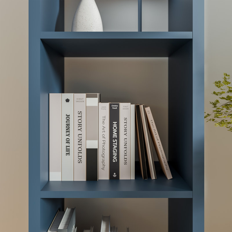 Mauro Cube Bookcase, Blue, (3 Shelves) 141.8cm.H x 141.8cm.W x 141.8cm.D