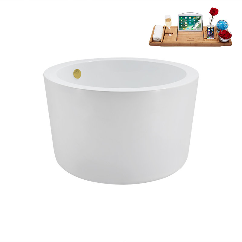 1043.9mm x 1043.9mm Soaking Acrylic Bathtub, Brushed Gold